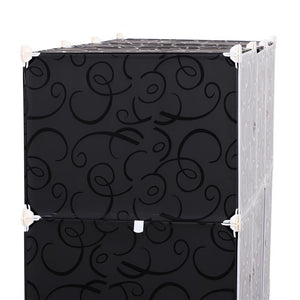 ARMADIO GUARDAROBA MODULARE 12 CUBI IN PP BIANCO E NERO 111 X 47 X 145 CM