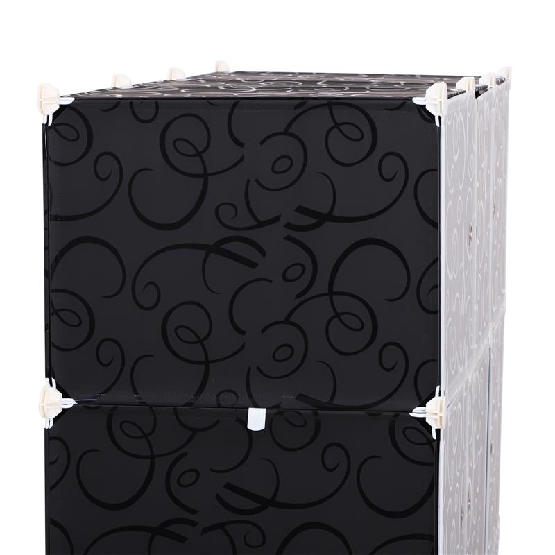 ARMADIO GUARDAROBA MODULARE 12 CUBI IN PP BIANCO E NERO 111 X 47 X 145 CM