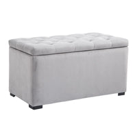 CASSAPANCA PORTAOGGETTI MULTIUSO CON 2 SGABELLI POUF IN VELLUTO GRIGIO PERLA