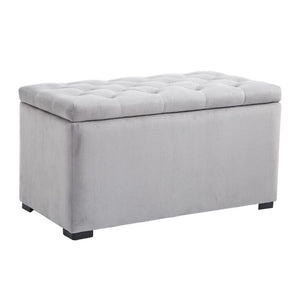 CASSAPANCA PORTAOGGETTI MULTIUSO CON 2 SGABELLI POUF IN VELLUTO GRIGIO PERLA