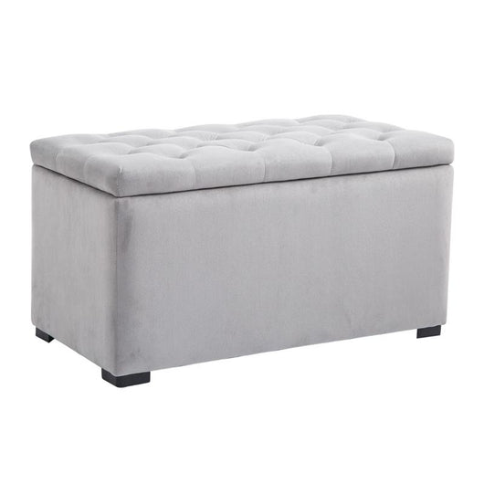 CASSAPANCA PORTAOGGETTI MULTIUSO CON 2 SGABELLI POUF IN VELLUTO GRIGIO PERLA