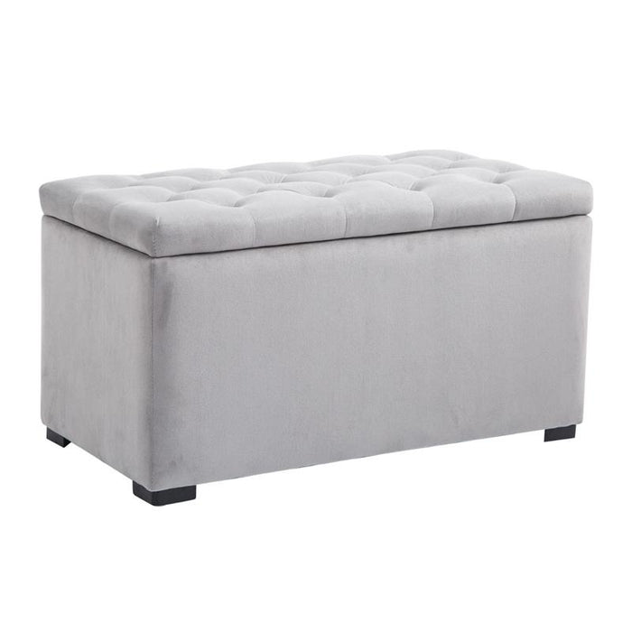 CASSAPANCA PORTAOGGETTI MULTIUSO CON 2 SGABELLI POUF IN VELLUTO GRIGIO PERLA