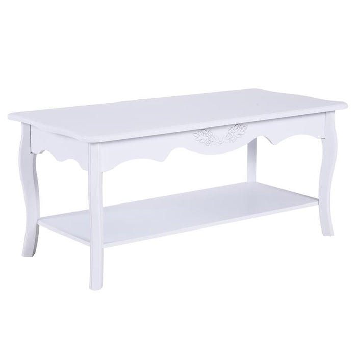 TAVOLINO DA CAFFÈ BASSO IN LEGNO 94 X 44 X 42 CM BIANCO