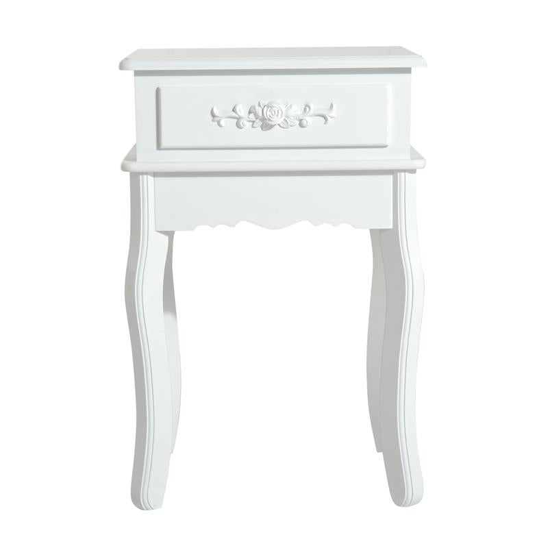 COMODINO CON CASSETTO IN LEGNO BIANCO 40 X 35 X 60 CM