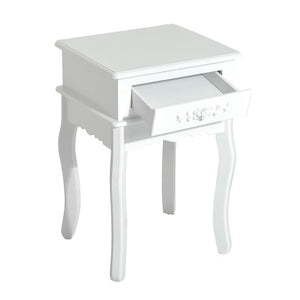 COMODINO CON CASSETTO IN LEGNO BIANCO 40 X 35 X 60 CM
