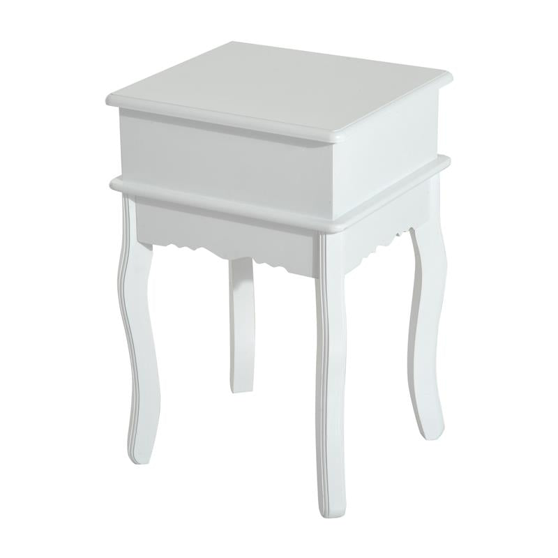 COMODINO CON CASSETTO IN LEGNO BIANCO 40 X 35 X 60 CM