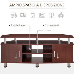 MOBILE PORTA TV CLASSICO DA SOGGIORNO CON 2 RIPIANI 120 X 39.5 X 52 CM MARRONE