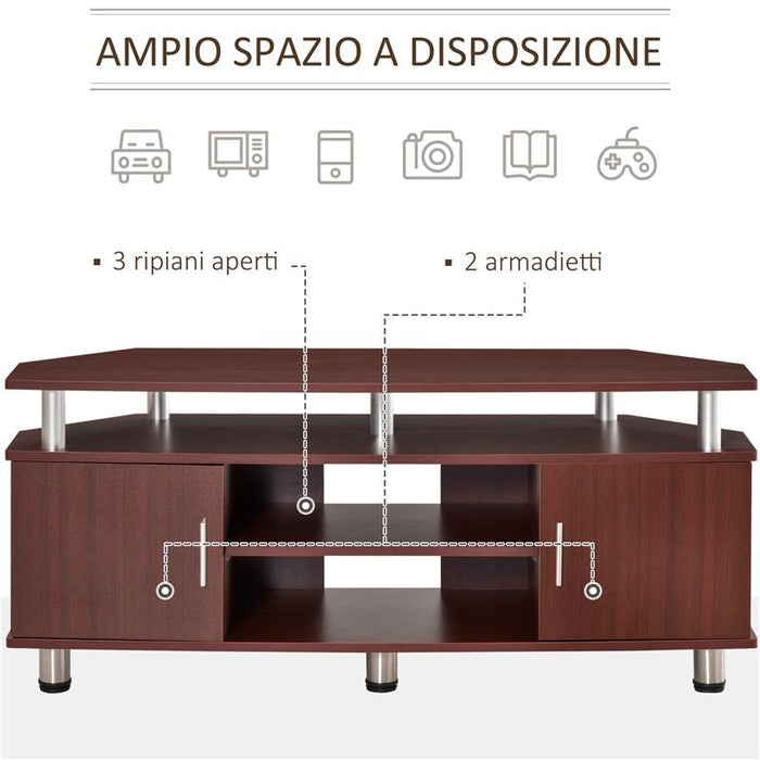 MOBILE PORTA TV CLASSICO DA SOGGIORNO CON 2 RIPIANI 120 X 39.5 X 52 CM MARRONE
