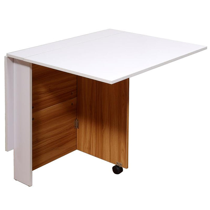 TAVOLO DA PRANZO PIEGHEVOLE 120 X 80 X 73 CM BIANCO E LEGNO NATIRALE