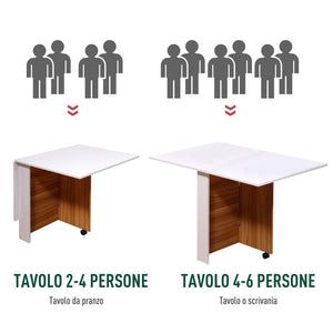 TAVOLO DA PRANZO PIEGHEVOLE 120 X 80 X 73 CM BIANCO E LEGNO NATIRALE