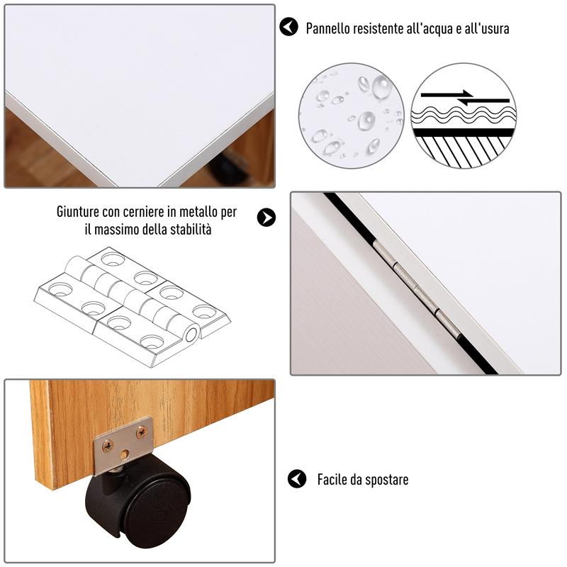 TAVOLO DA PRANZO PIEGHEVOLE 120 X 80 X 73 CM BIANCO E LEGNO NATIRALE