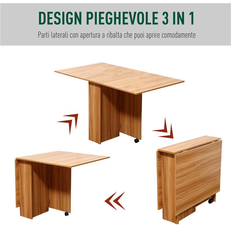 TAVOLO DA PRANZO PIEGHEVOLE 140 X 80 X H74 CM IN LEGNO NATURALE