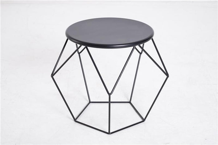 TAVOLINO GEOMETRICO DI DESIGN IN ACCIAIO, NERO, 54X54X44CM
