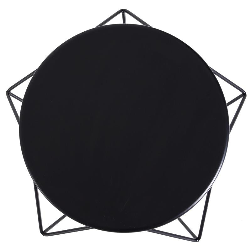 TAVOLINO GEOMETRICO DI DESIGN IN ACCIAIO, NERO, 54X54X44CM