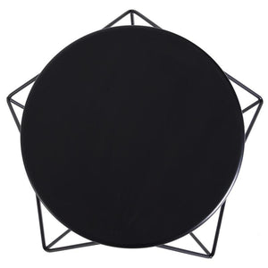 TAVOLINO GEOMETRICO DI DESIGN IN ACCIAIO, NERO, 54X54X44CM