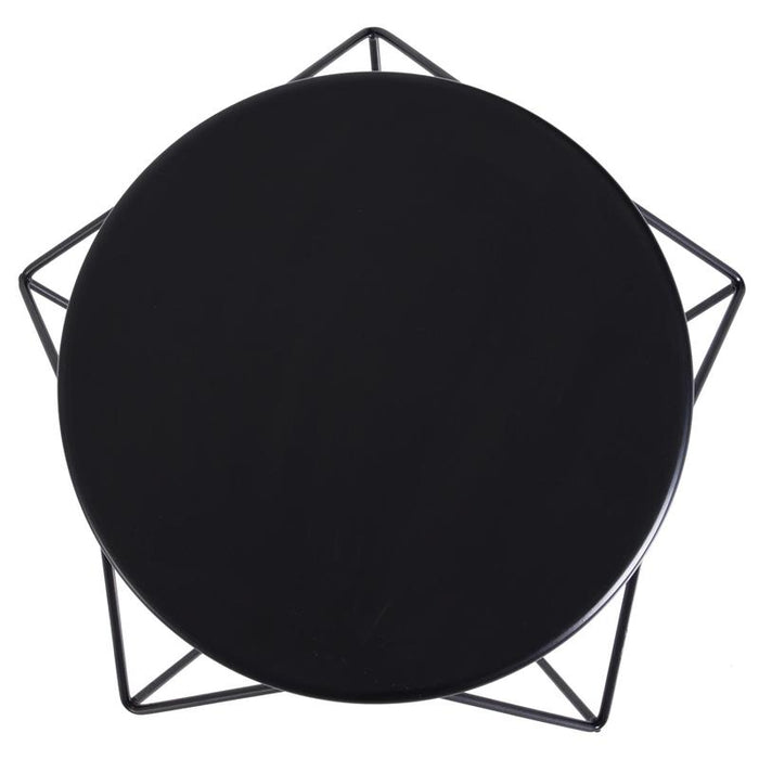 TAVOLINO GEOMETRICO DI DESIGN IN ACCIAIO, NERO, 54X54X44CM
