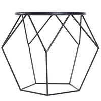 TAVOLINO GEOMETRICO DI DESIGN IN ACCIAIO, NERO, 54X54X44CM