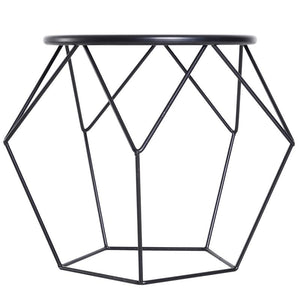 TAVOLINO GEOMETRICO DI DESIGN IN ACCIAIO, NERO, 54X54X44CM