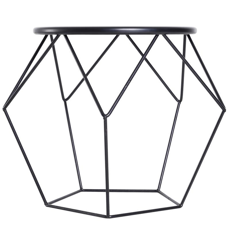 TAVOLINO GEOMETRICO DI DESIGN IN ACCIAIO, NERO, 54X54X44CM