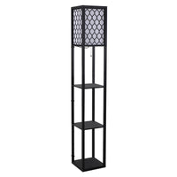 LAMPADA DA TERRA MODERNA CON LIBRERIA 3 LIVELLI 26 X 26 X 160 CM NERO