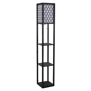 LAMPADA DA TERRA MODERNA CON LIBRERIA 3 LIVELLI 26 X 26 X 160 CM NERO