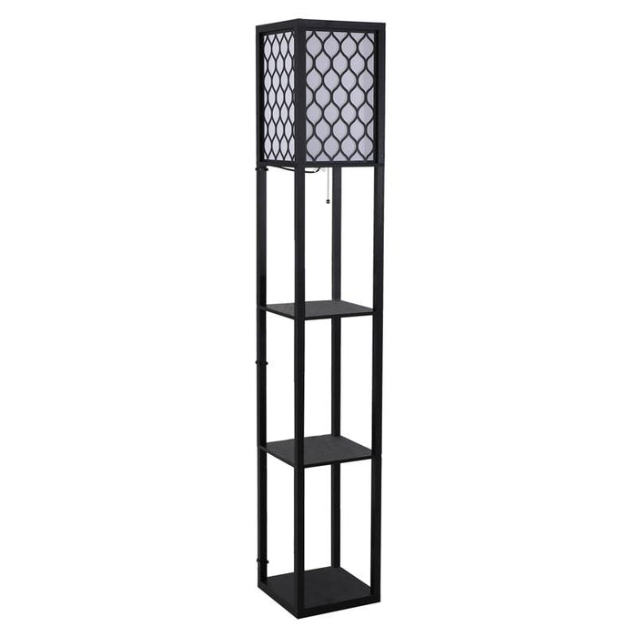 LAMPADA DA TERRA MODERNA CON LIBRERIA 3 LIVELLI 26 X 26 X 160 CM NERO