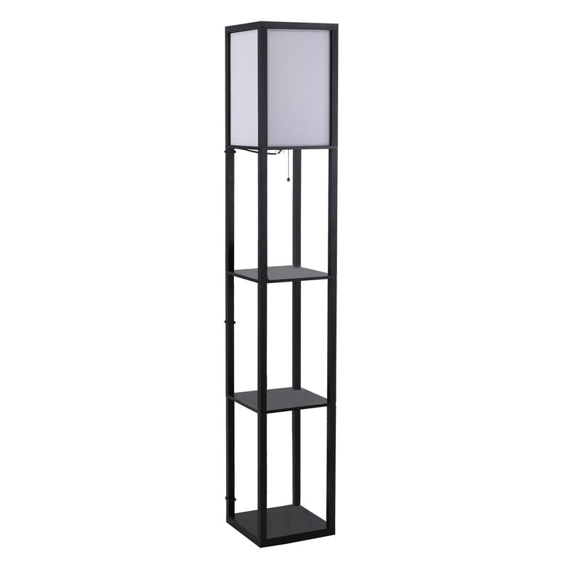 LAMPADA DA TERRA CON LIBRERIA 3 LIVELLI 26 X 26 X 160 CM NERO