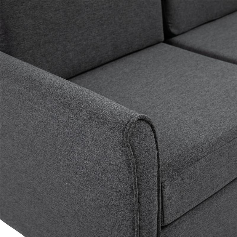 DIVANO A DUE POSTI CON RIVESTIMENTO IN LINO 65 X 141 X 78 CM GRIGIO SCURO
