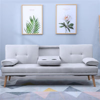 DIVANO LETTO CON TAVOLINO A RIBALTA E PIEDINI IN LEGNO 181X77X72 CM GRIGIO