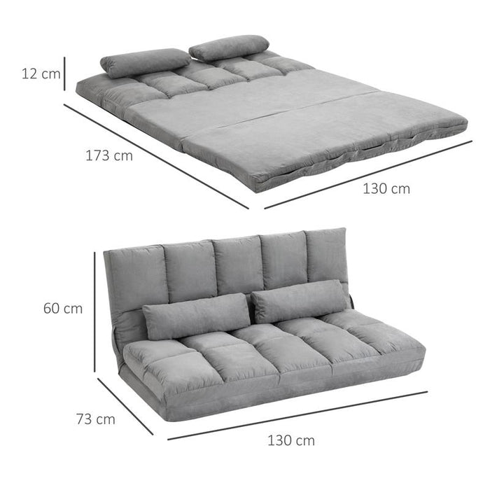 DIVANO PIEGHEVOLE CON SCHIENALE RECLINABILE A 7 LIVELLI 130X180XH120 CM GRIGIO