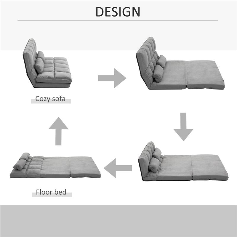 DIVANO PIEGHEVOLE CON SCHIENALE RECLINABILE A 7 LIVELLI 130X180XH120 CM GRIGIO