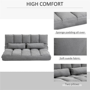 DIVANO PIEGHEVOLE CON SCHIENALE RECLINABILE A 7 LIVELLI 130X180XH120 CM GRIGIO