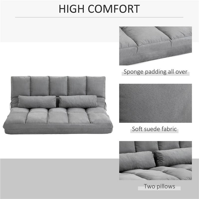 DIVANO PIEGHEVOLE CON SCHIENALE RECLINABILE A 7 LIVELLI 130X180XH120 CM GRIGIO