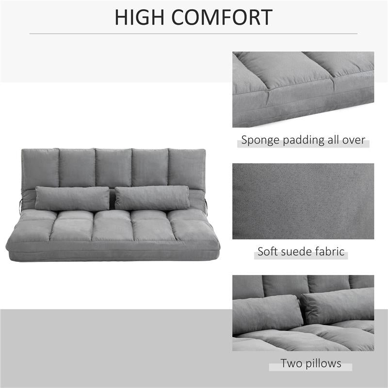 DIVANO PIEGHEVOLE CON SCHIENALE RECLINABILE A 7 LIVELLI 130X180XH120 CM GRIGIO