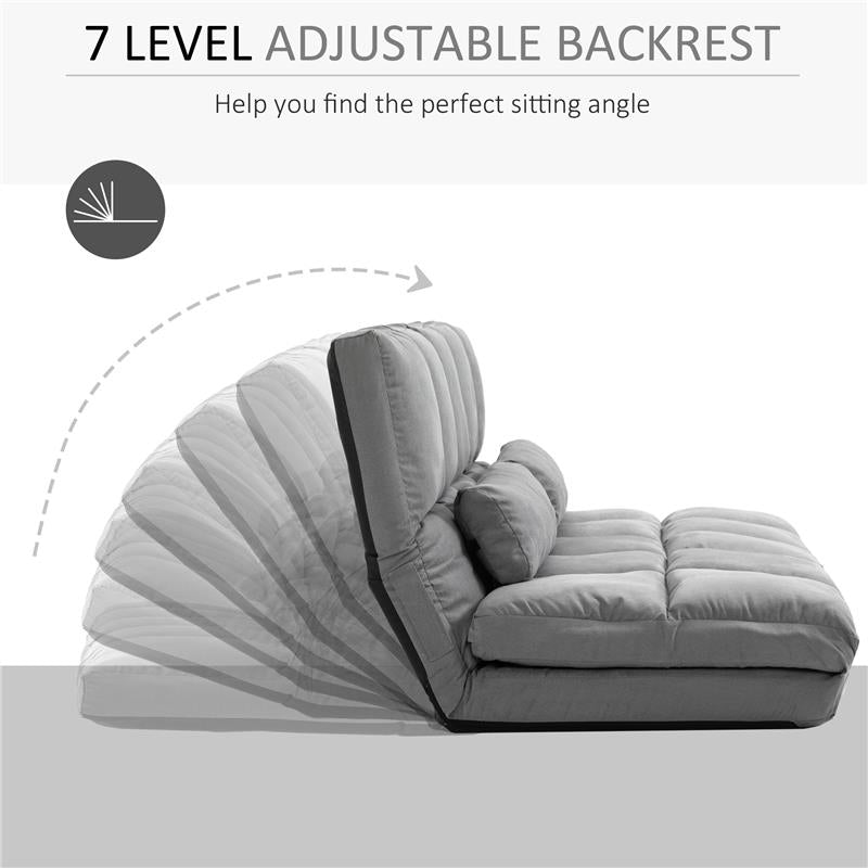 DIVANO PIEGHEVOLE CON SCHIENALE RECLINABILE A 7 LIVELLI 130X180XH120 CM GRIGIO