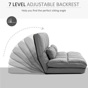 DIVANO PIEGHEVOLE CON SCHIENALE RECLINABILE A 7 LIVELLI 130X180XH120 CM GRIGIO