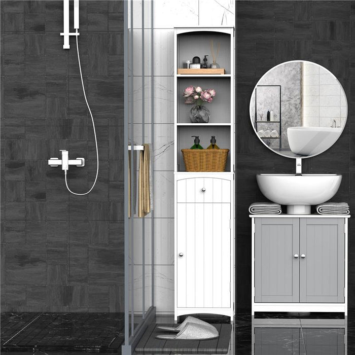 MOBILETTO A COLONNA MDF SALVASPAZIO PER BAGNO 35X24X170 CM BIANCO