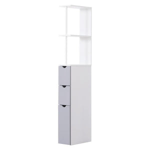 MOBILETTO A COLONNA DA BAGNO SALVASPAZIO 15X33X136 CM IN LEGNO BIANCO E GRIGIO