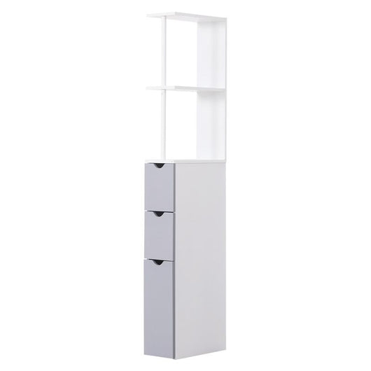 MOBILETTO A COLONNA DA BAGNO SALVASPAZIO 15X33X136 CM IN LEGNO BIANCO E GRIGIO