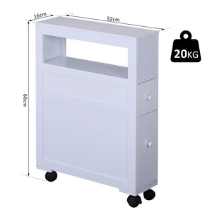 MOBILETTO DA BAGNO IN LEGNO CON RIPIANO E  2 CASSETTI 16X52X66 CM BIANCO