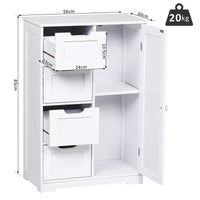 MOBILETTO DA BAGNO CON ANTA E CASSETTI 56 X 30 X 83 CM BIANCO