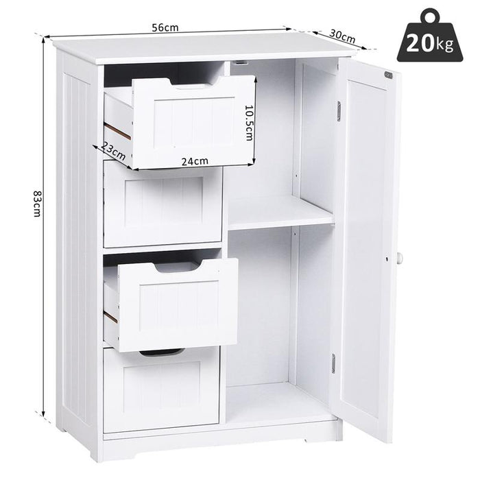 MOBILETTO DA BAGNO CON ANTA E CASSETTI 56 X 30 X 83 CM BIANCO