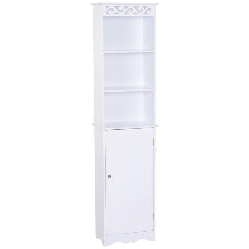 MOBILETTO A COLONNA PER BAGNO IN LEGNO CON DECORO FLOREALE 40X23X160 CM BIANCO