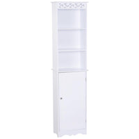 MOBILETTO A COLONNA PER BAGNO IN LEGNO CON DECORO FLOREALE 40X23X160 CM BIANCO