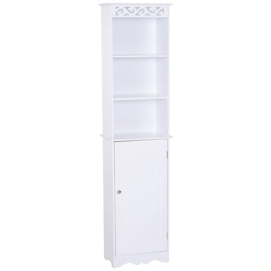 MOBILETTO A COLONNA PER BAGNO IN LEGNO CON DECORO FLOREALE 40X23X160 CM BIANCO