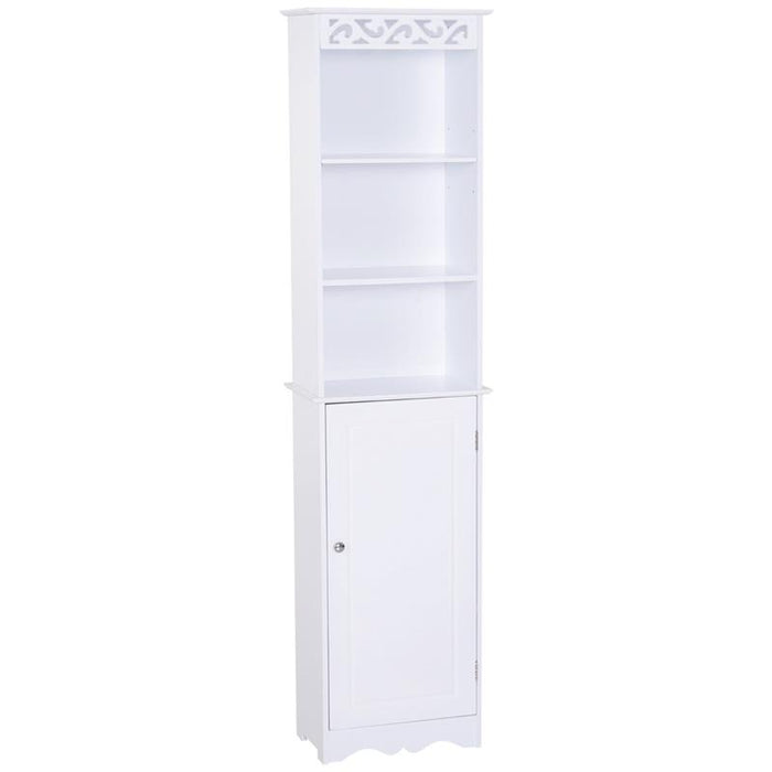 MOBILETTO A COLONNA PER BAGNO IN LEGNO CON DECORO FLOREALE 40X23X160 CM BIANCO