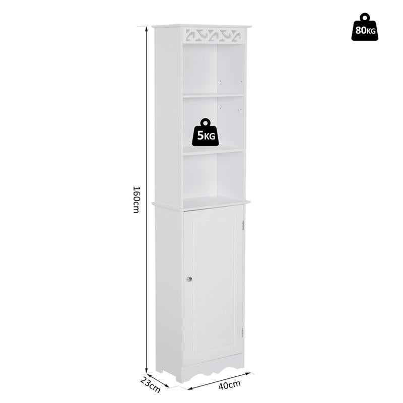 MOBILETTO A COLONNA PER BAGNO IN LEGNO CON DECORO FLOREALE 40X23X160 CM BIANCO