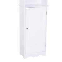 MOBILETTO A COLONNA PER BAGNO IN LEGNO CON DECORO FLOREALE 40X23X160 CM BIANCO