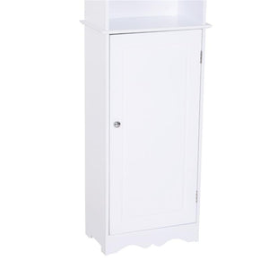 MOBILETTO A COLONNA PER BAGNO IN LEGNO CON DECORO FLOREALE 40X23X160 CM BIANCO