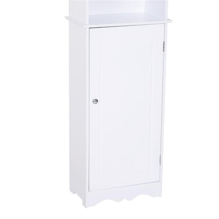 MOBILETTO A COLONNA PER BAGNO IN LEGNO CON DECORO FLOREALE 40X23X160 CM BIANCO